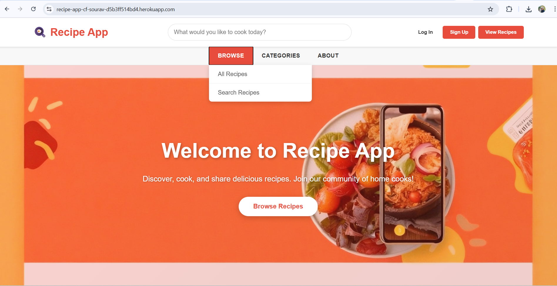 Recipe App Homepage